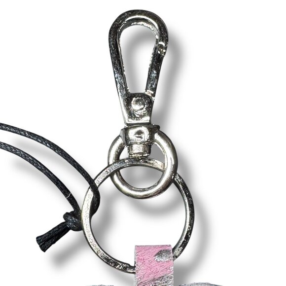 Myra Bag Leather and Hair-On Heart's Love Key Fob Bag Charm (Pink) - NEW - Picture 5 of 5